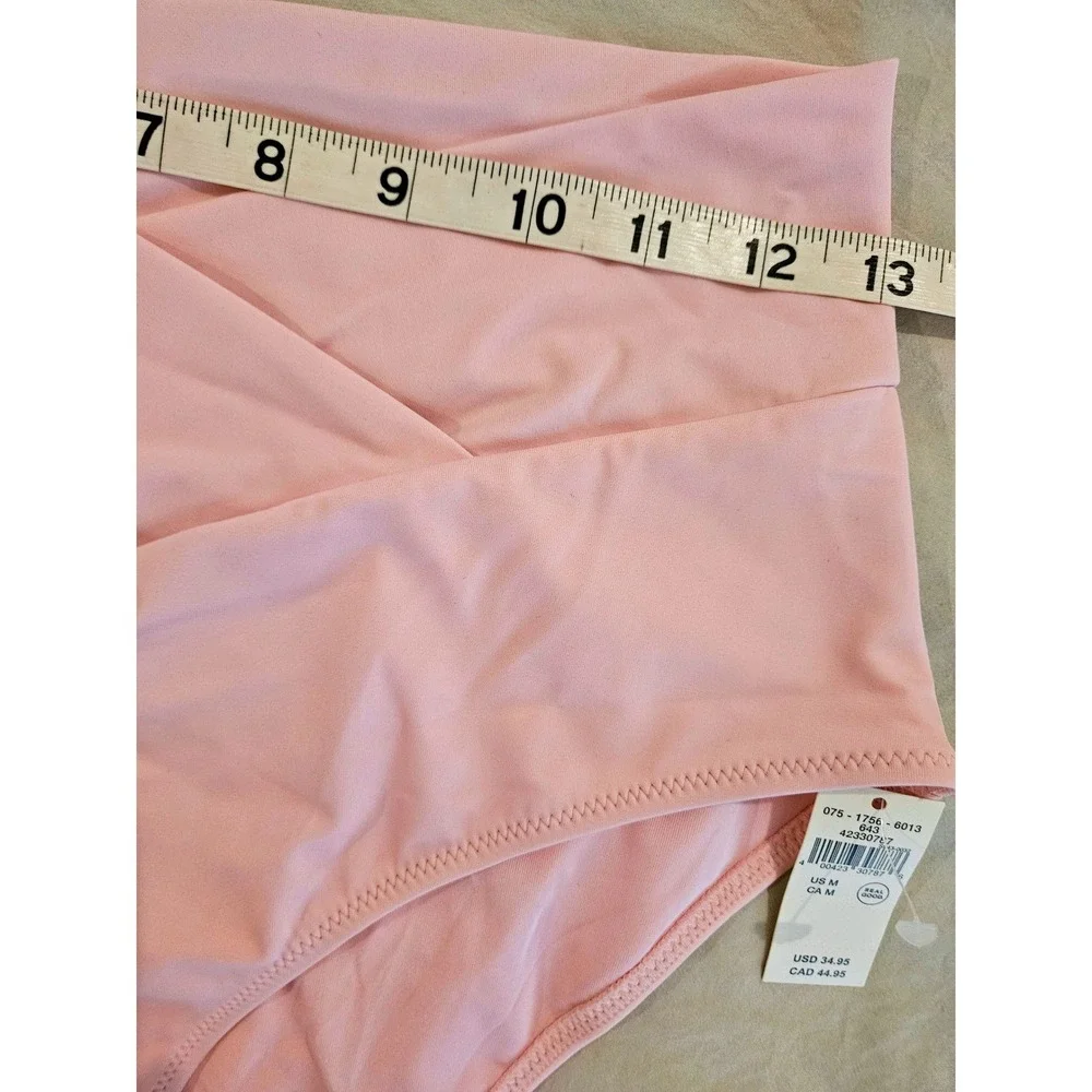 Aerie Real Good Pink High Waisted Crossover Bikini Bottoms UPF 50 Womens Size M